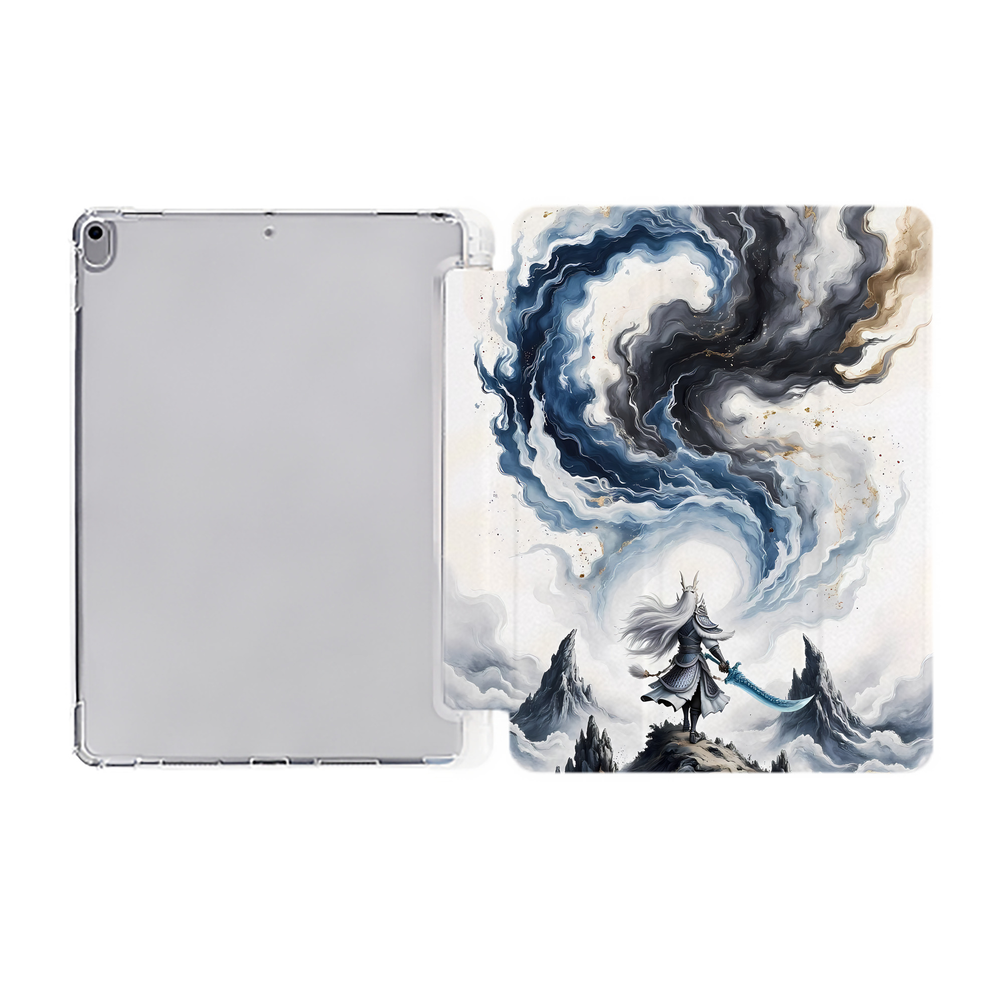 （画像用） Ne Zha 2 ナタ 魔童の大暴れ IPad ケース ペン収納付き 三つ折りスタンド PUレザー×シリコン 対応機種9.5/10.5/10.9インチ